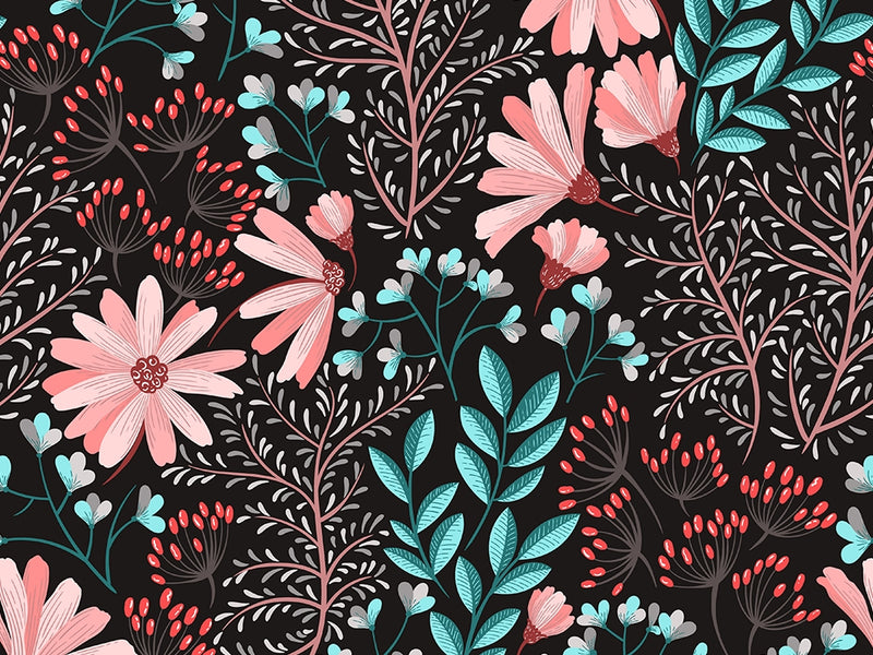 Night Blossoms Floral Vinyl Wrap Pattern~Rwraps Series 914 Digitally Printed Vinyl Wrap~0