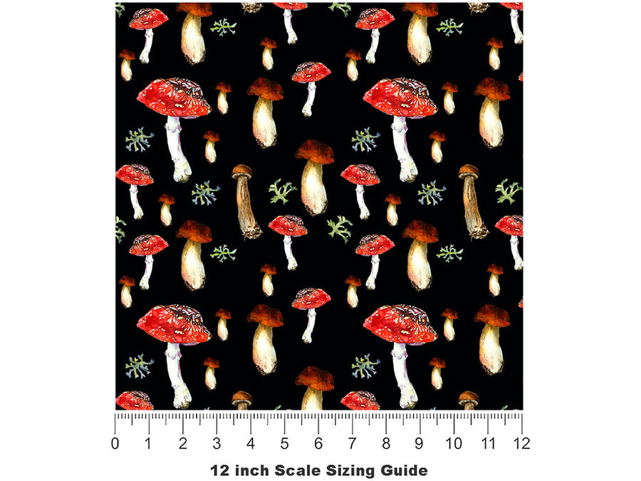 Nighttime Fungus Mushroom Vinyl Film Pattern Size 12 inch Scale~Rwraps Nighttime Fungus Mushroom Sizing Chart~2