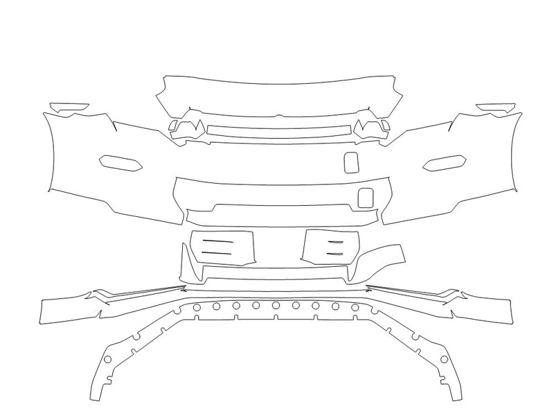 gt-r Avery Dennison Clear Bra Bumper Precut PPF Diagram