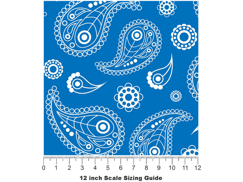 Ocean Swim Paisley Vinyl Film Pattern Size 12 inch Scale~Rwraps Ocean Swim Paisley Sizing Chart~2
