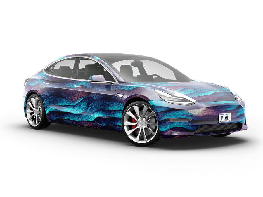 Ocean Waves Wood Plank Vehicle Vinyl Wrap