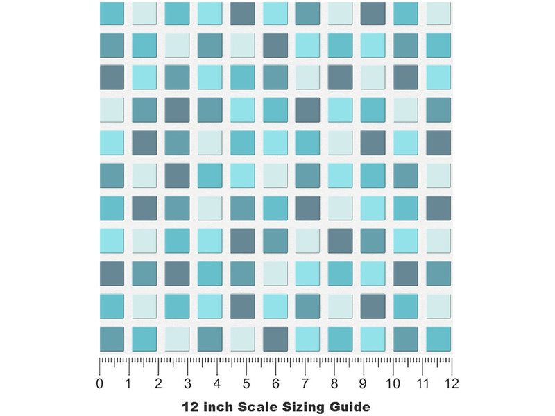 Office Blues Mosaic Vinyl Film Pattern Size 12 inch Scale~Rwraps Office Blues Mosaic Sizing Chart~2