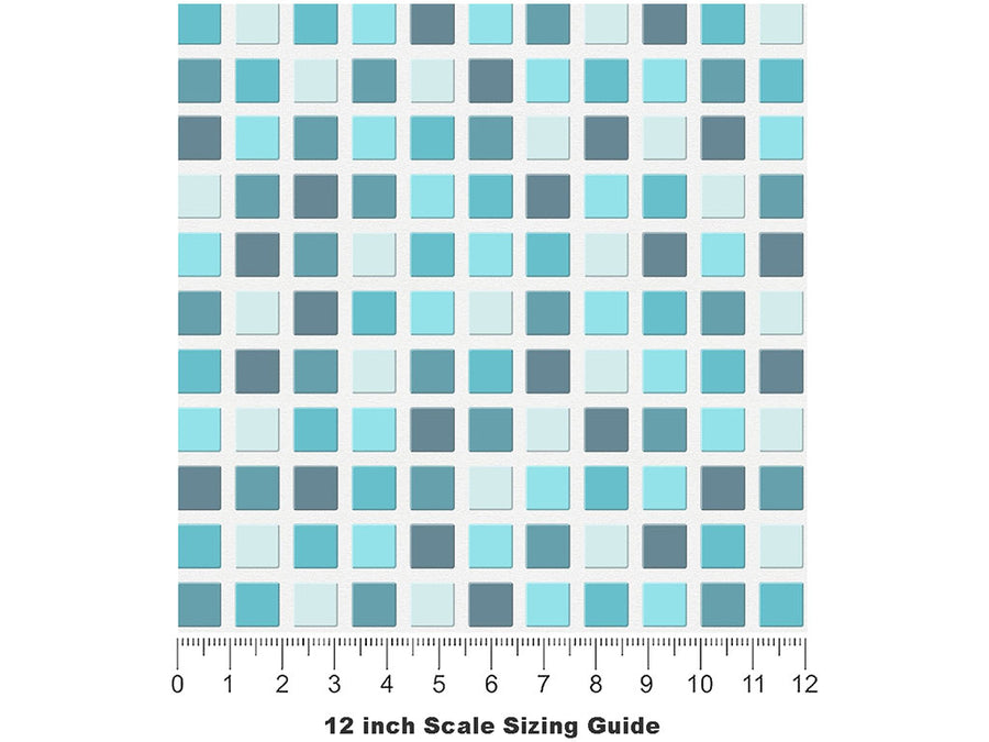 Office Blues Mosaic Vinyl Film Pattern Size 12 inch Scale~Rwraps Office Blues Mosaic Sizing Chart~2