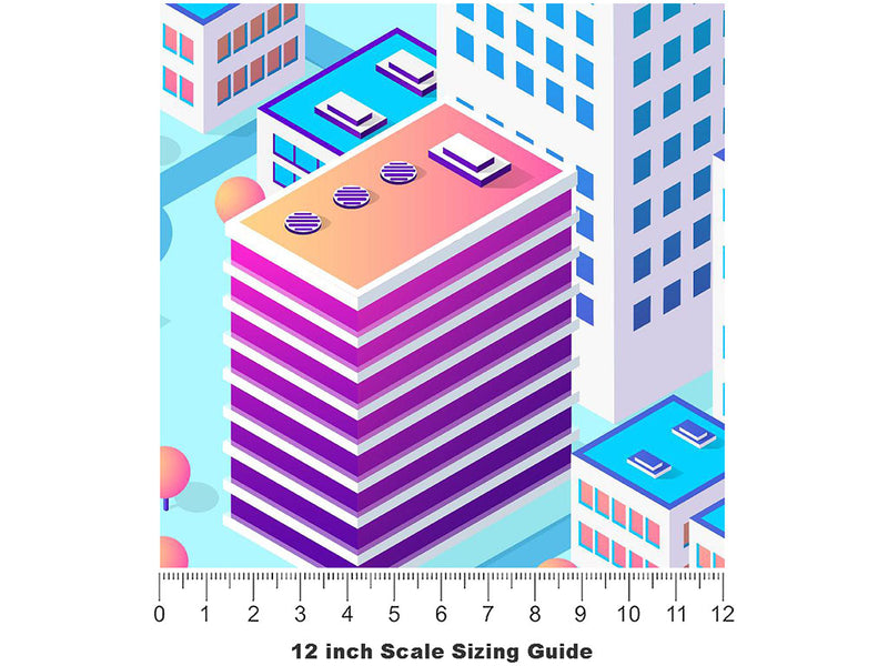 Office Buildings Cityscape Vinyl Film Pattern Size 12 inch Scale~Rwraps Office Buildings Cityscape Sizing Chart~3