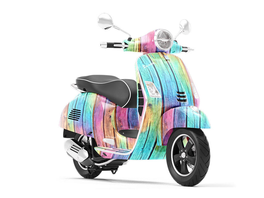 Oil Spill Wood Plank Vespa Scooter Wrap Film