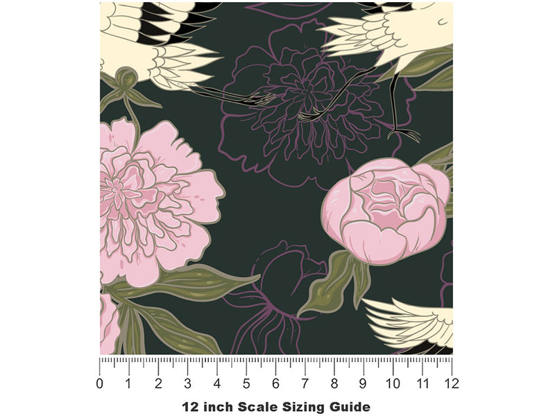 Olive Flight Birds Vinyl Film Pattern Size 12 inch Scale~Rwraps Olive Flight Birds Sizing Chart~2