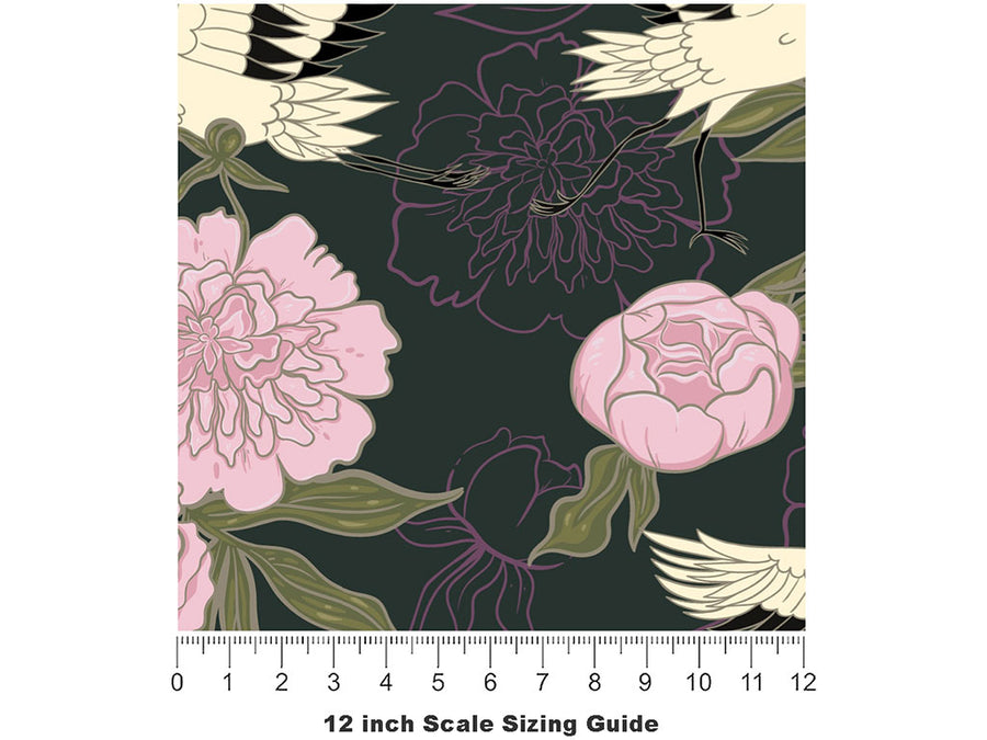 Olive Flight Birds Vinyl Film Pattern Size 12 inch Scale~Rwraps Olive Flight Birds Sizing Chart~2
