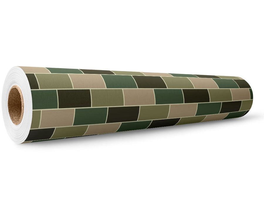 Olive Green Brick Wrap Film Wholesale Roll~Rwraps Series 914 Digitally Printed Vinyl Roll~5