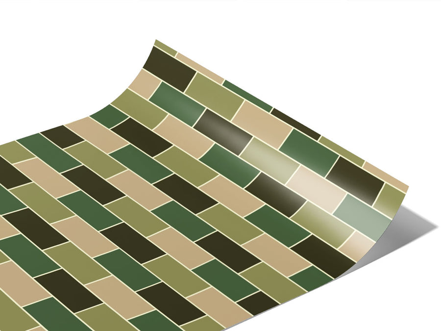 Olive Green Brick Vinyl Wraps~Rwraps Series 914 Digitally Printed Vinyl Wrap~1