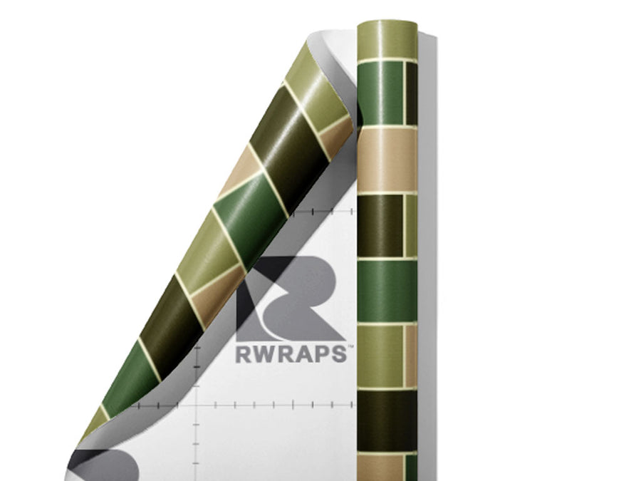 Olive Green Brick Wrap Film Sheets~Rwraps Series 914 Olive Green Brick Scrolled Sheet~4