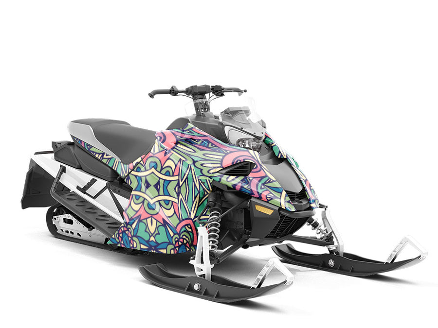 Olive Wonder Mandala Custom Wrapped Snowmobile