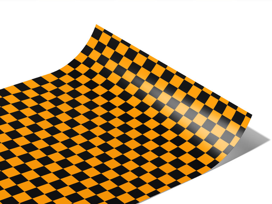 Orange Checkered Vinyl Wraps~Rwraps Series 914 Digitally Printed Vinyl Wrap~1