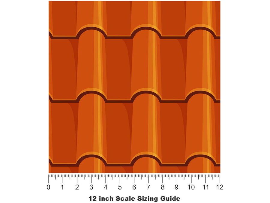 Orange Clay Tile Vinyl Film Pattern Size 12 inch Scale~Rwraps Orange Clay Tile Sizing Chart~3
