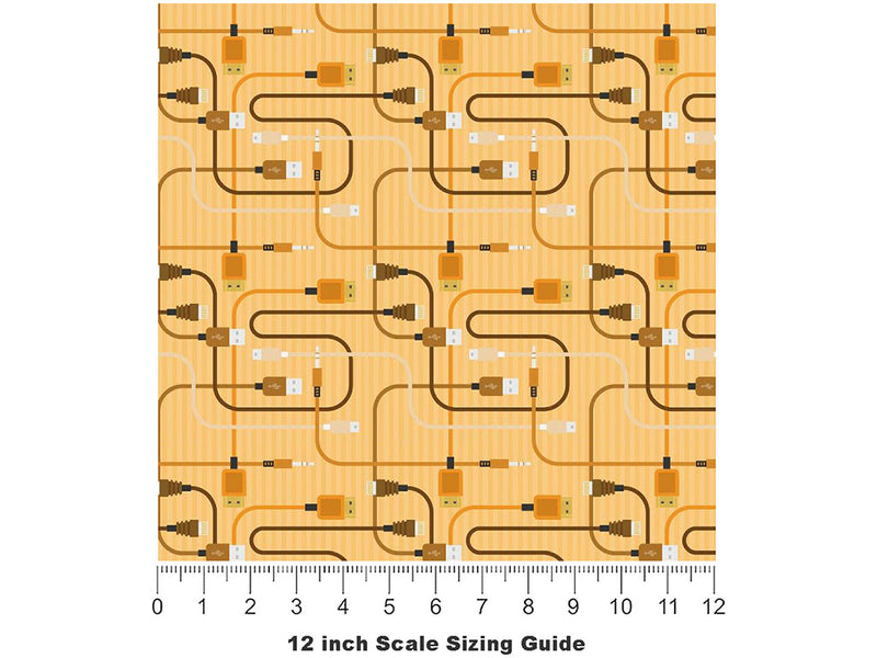 Orange Cords Technology Vinyl Film Pattern Size 12 inch Scale~Rwraps Orange Cords Technology Sizing Chart~3