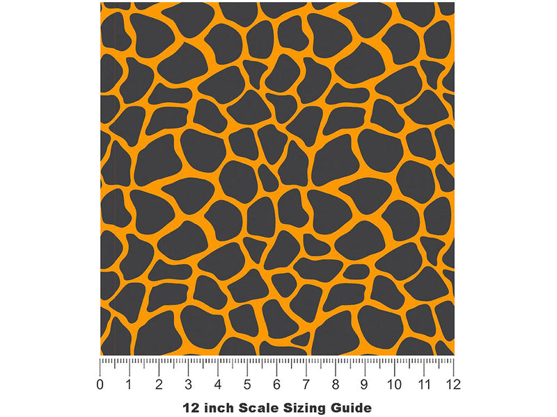Orange Giraffe Vinyl Film Pattern Size 12 inch Scale~Rwraps Orange Giraffe Sizing Chart~3