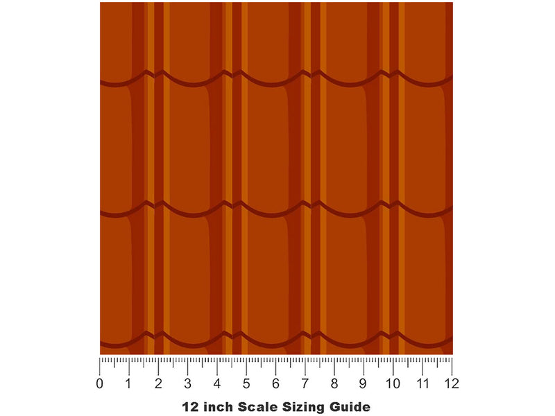 Orange Lipped Tile Vinyl Film Pattern Size 12 inch Scale~Rwraps Orange Lipped Tile Sizing Chart~3