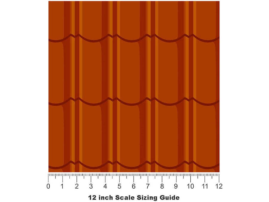 Orange Lipped Tile Vinyl Film Pattern Size 12 inch Scale~Rwraps Orange Lipped Tile Sizing Chart~3