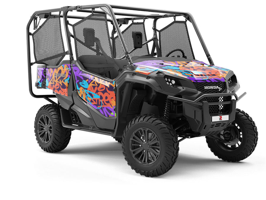 Orange Record Graffiti Utility Vehicle Vinyl Wrap