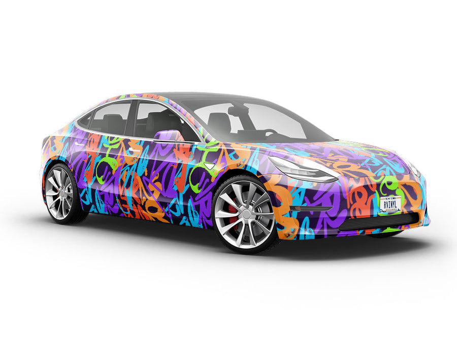 Orange Record Graffiti Vehicle Vinyl Wrap