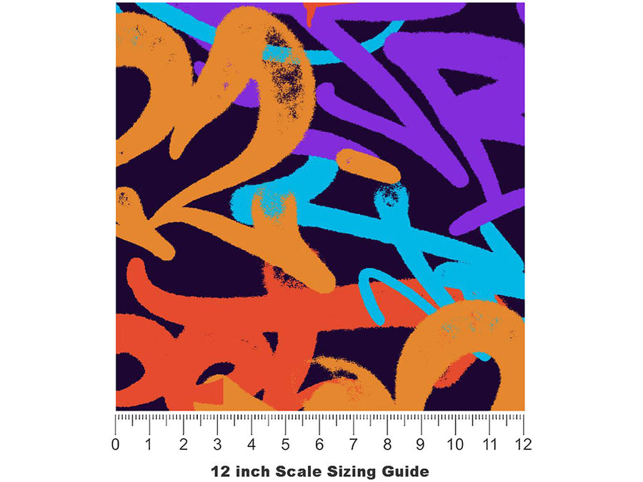 Orange Record Graffiti Vinyl Film Pattern Size 12 inch Scale~Rwraps Orange Record Graffiti Sizing Chart~3