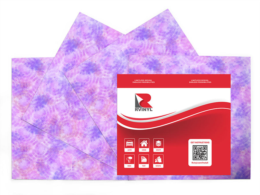 orchid droplets tie dye Craft Vinyl Sheet Pack