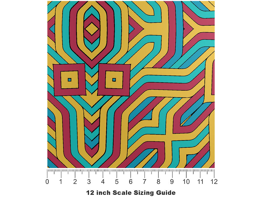 Organized Cords Art Deco Vinyl Film Pattern Size 12 inch Scale~Rwraps Organized Cords Art Deco Sizing Chart~2