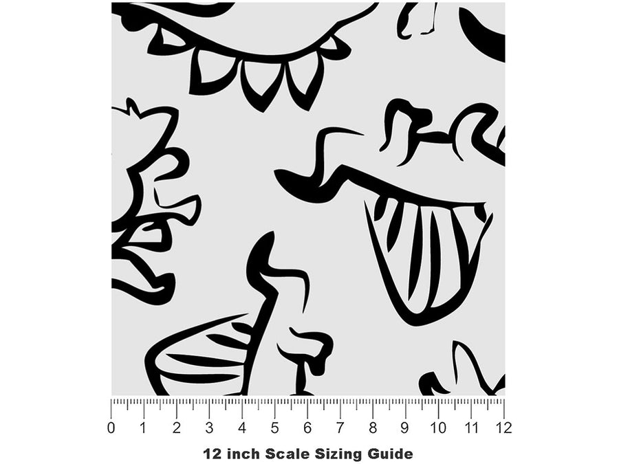 Outlined Memories Dinosaur Vinyl Film Pattern Size 12 inch Scale~Rwraps Outlined Memories Dinosaur Sizing Chart~2