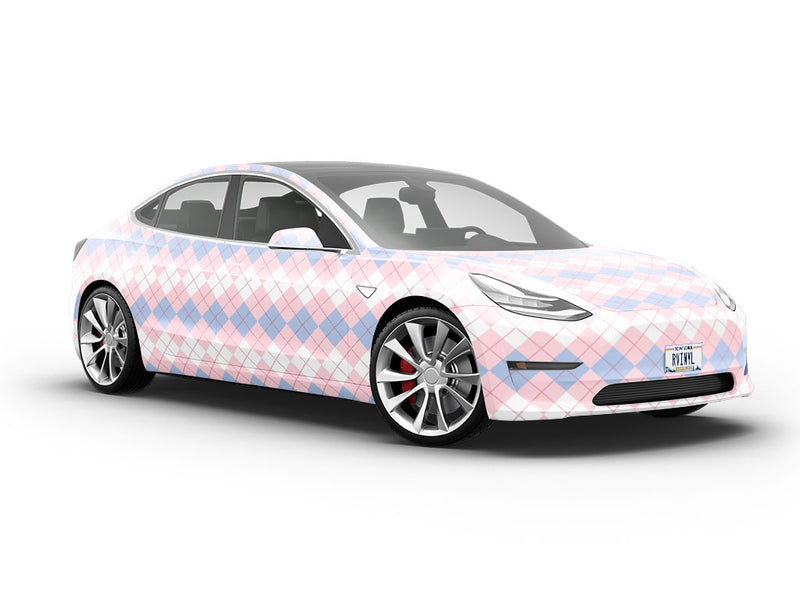 Overlapping Pinks Argyle Vehicle Vinyl Wrap