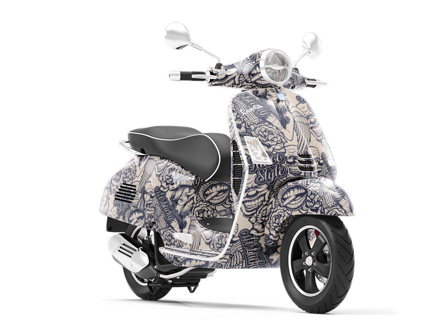 Pained Pleasure Tattoo Vespa Scooter Wrap Film