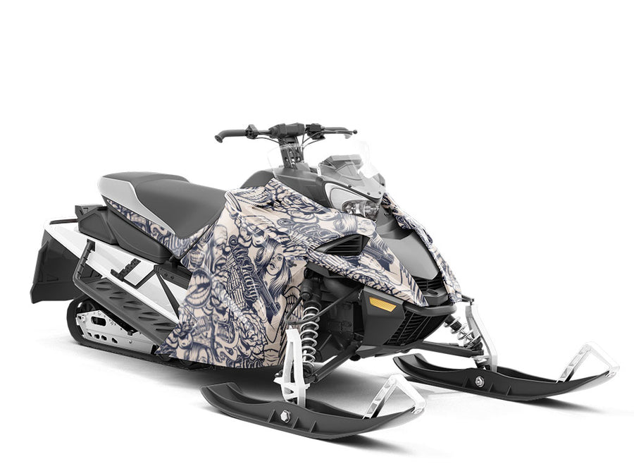 Pained Pleasure Tattoo Custom Wrapped Snowmobile