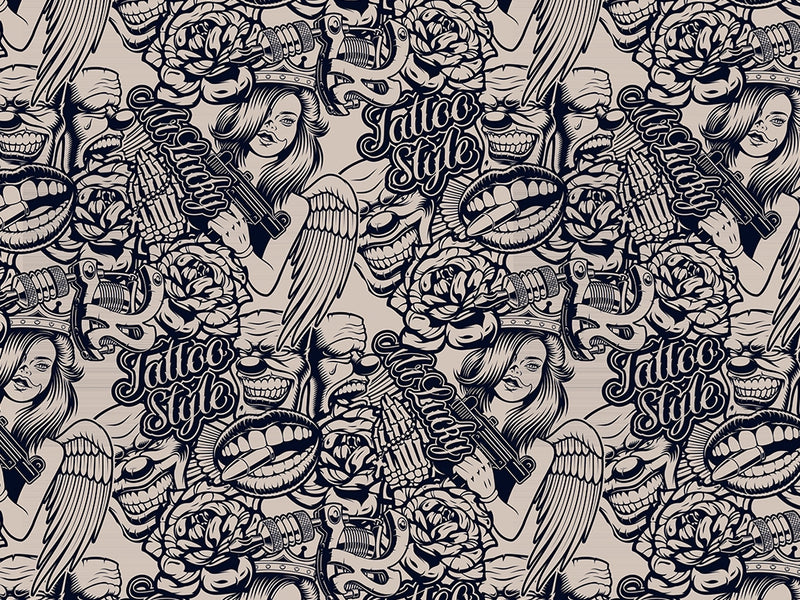 Pained Pleasure Tattoo Vinyl Wrap Pattern~Rwraps Series 914 Digitally Printed Vinyl Wrap~0