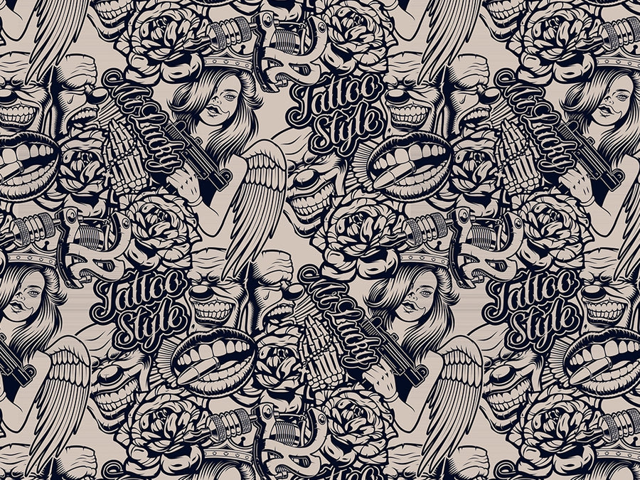 Pained Pleasure Tattoo Vinyl Wrap Pattern~Rwraps Series 914 Digitally Printed Vinyl Wrap~0