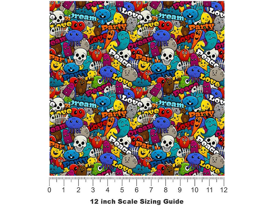 Paint Toys Graffiti Vinyl Film Pattern Size 12 inch Scale~Rwraps Paint Toys Graffiti Sizing Chart~2