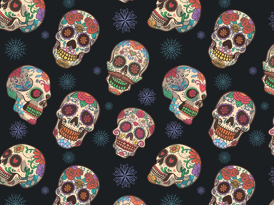 Painted Calaveras Day of the Dead Vinyl Wrap Pattern~Rwraps Series 914 Digitally Printed Vinyl Wrap~0