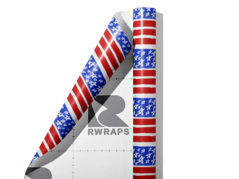 Painted Flag Americana Wrap Film Sheets~Rwraps Series 914 Painted Flag Americana Scrolled Sheet~4