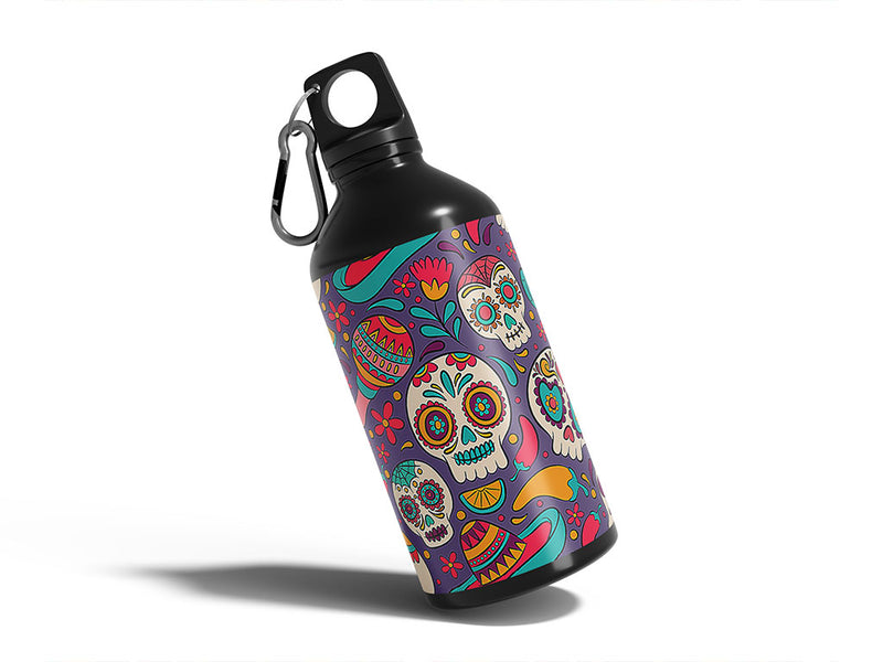 painted skulls skull and bones Water Bottle DIY Stickers
