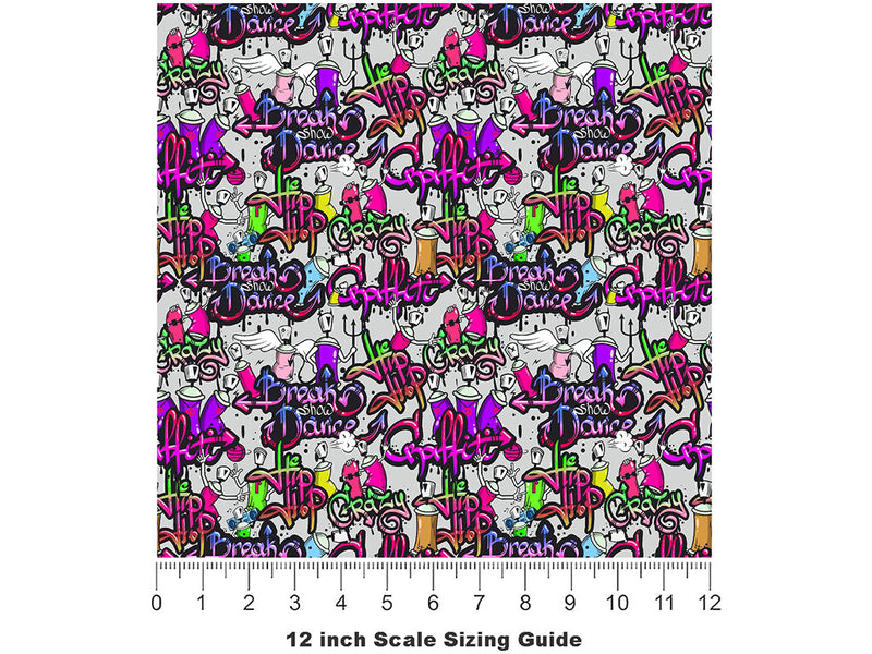 Painted Touch Graffiti Vinyl Film Pattern Size 12 inch Scale~Rwraps Painted Touch Graffiti Sizing Chart~2