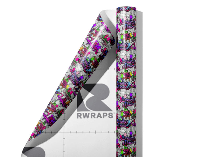 Painted Touch Graffiti Wrap Film Sheets~Rwraps Series 914 Painted Touch Graffiti Scrolled Sheet~3