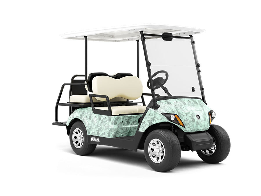 Pale Clockwork Steampunk Wrapped Golf Cart