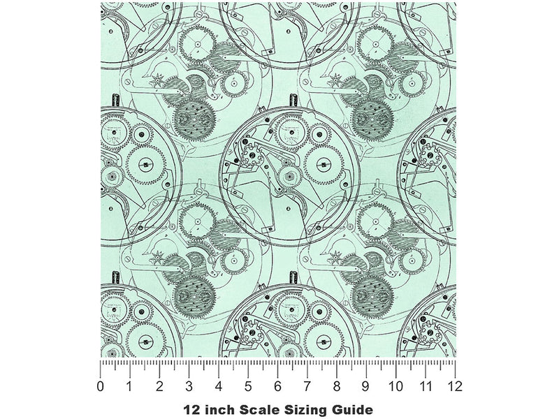 Pale Clockwork Steampunk Vinyl Film Pattern Size 12 inch Scale~Rwraps Pale Clockwork Steampunk Sizing Chart~2