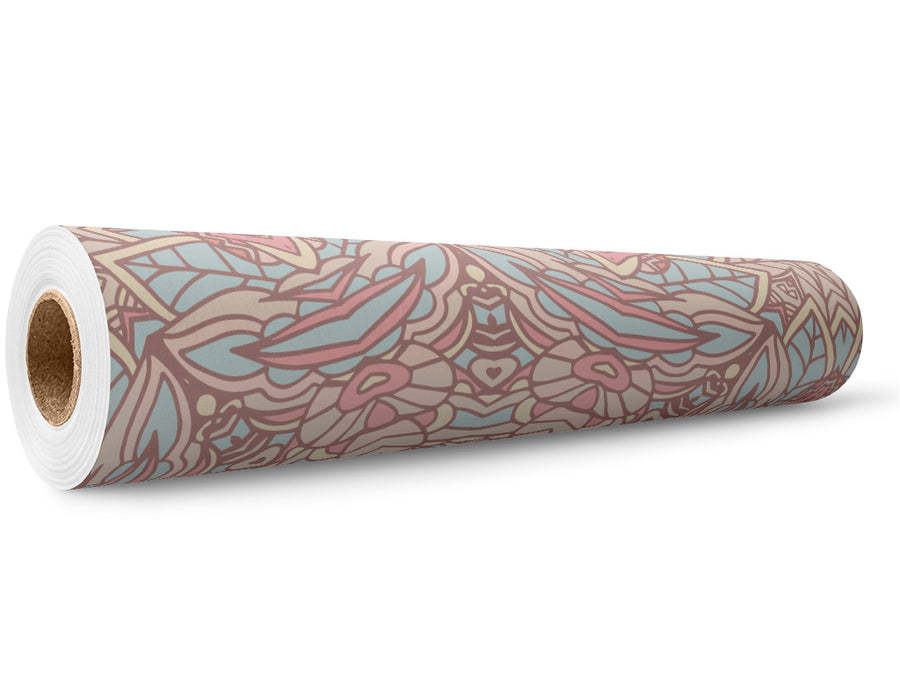 Pale Roses Mandala Wrap Film Wholesale Roll~Rwraps Series 914 Digitally Printed Vinyl Roll~5