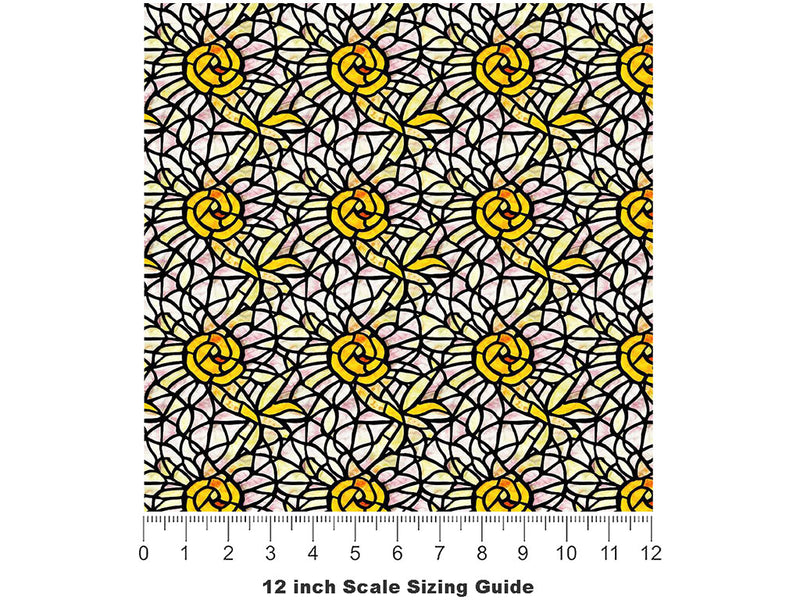 Pale Sunshine Stained Glass Vinyl Film Pattern Size 12 inch Scale~Rwraps Pale Sunshine Stained Glass Sizing Chart~2
