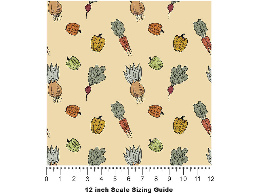 Parchment Harvest Gardening Vinyl Film Pattern Size 12 inch Scale~Rwraps Parchment Harvest Gardening Sizing Chart~2