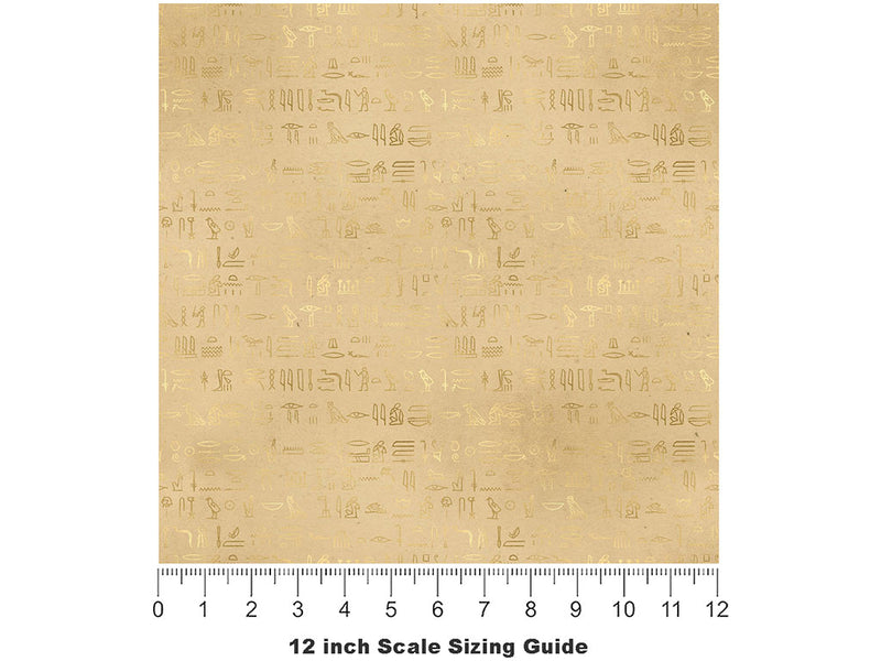 Parchment Hieroglyphs Egyptian Vinyl Film Pattern Size 12 inch Scale~Rwraps Parchment Hieroglyphs Egyptian Sizing Chart~2