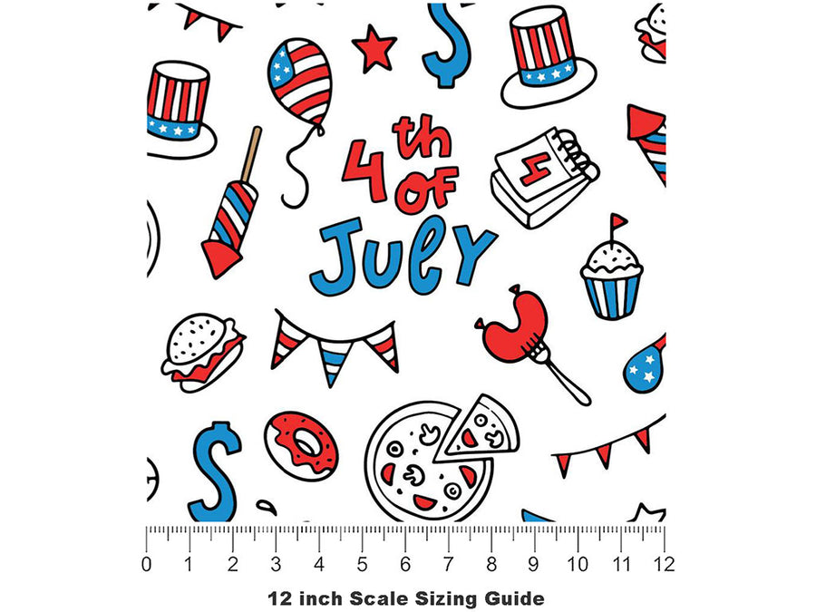 Party USA Americana Vinyl Film Pattern Size 12 inch Scale~Rwraps Party USA Americana Sizing Chart~3