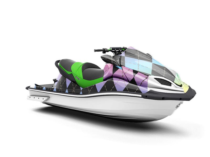 Pastel Gradient Argyle Jet Ski Vinyl Customized Wrap