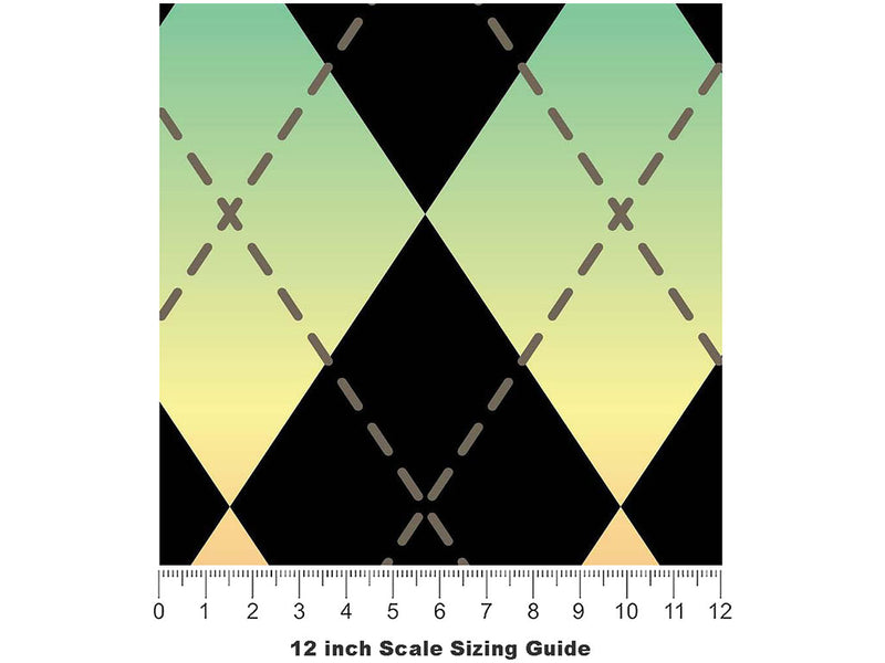 Pastel Gradient Argyle Vinyl Film Pattern Size 12 inch Scale~Rwraps Pastel Gradient Argyle Sizing Chart~2