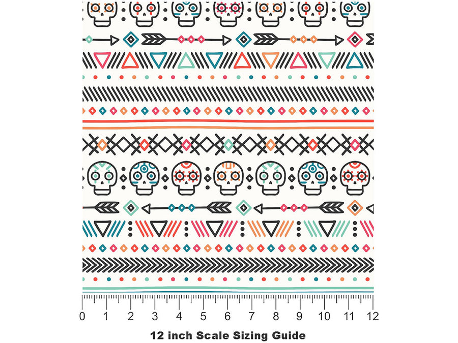 Pastel Sugar Day of the Dead Vinyl Film Pattern Size 12 inch Scale~Rwraps Pastel Sugar Day of the Dead Sizing Chart~2