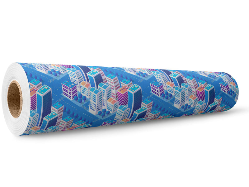 Pastel Towers Cityscape Wrap Film Wholesale Roll~Rwraps Series 914 Digitally Printed Vinyl Roll~5