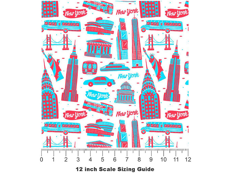 Patriotic Buildings Americana Vinyl Film Pattern Size 12 inch Scale~Rwraps Patriotic Buildings Americana Sizing Chart~3